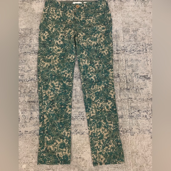 Anthropologie Hei Hei Pants Size 27 Green Floral Camo Sylvan Moto Roll Up - Picture 3 of 7